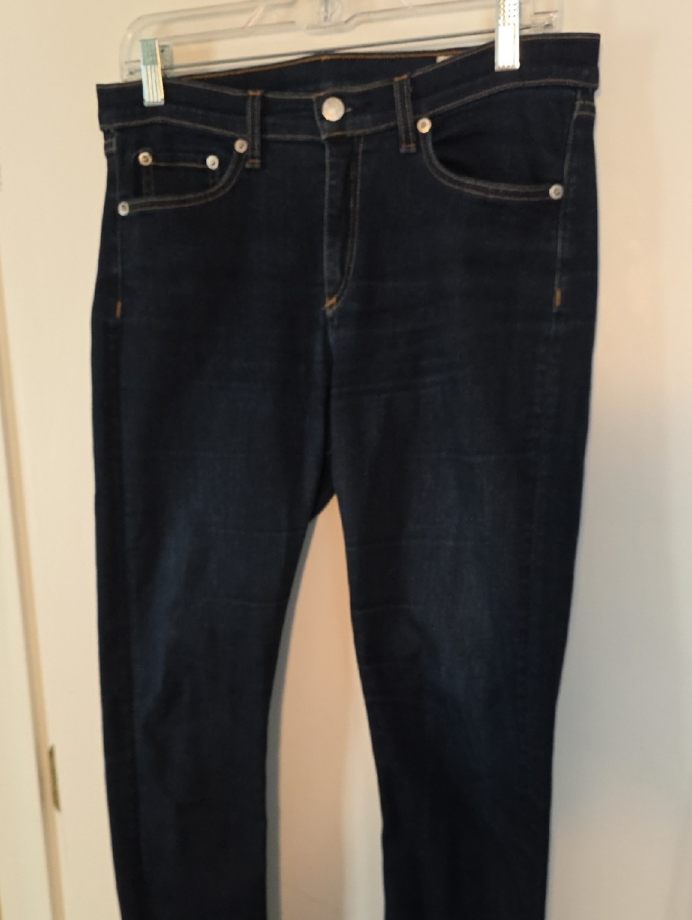 rag & bone Dark Indigo Jeans High Rise Skinny 32W x 30L Nicely Broken In